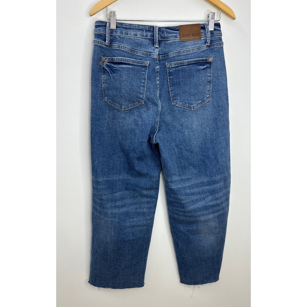 Judy Blue Wide Leg High Waist Rigid Magic Destroy Hem Crop Denim Jeans 7 / 28 - Picture 13 of 16